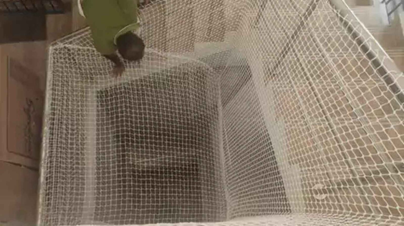 Staircase Safety Nets installed in a modern home